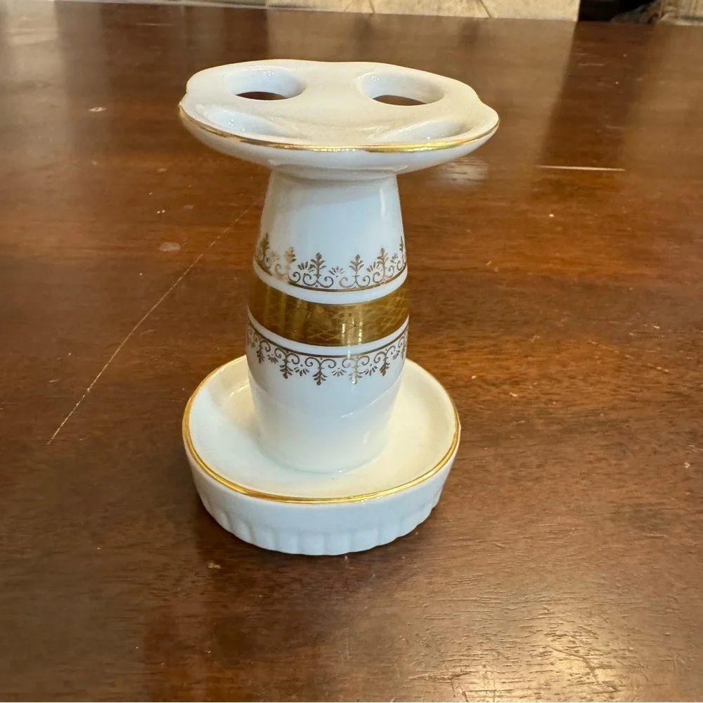 Porcelain Toothbrush Holder Regal Gold Andre Richard Made in Japan Vintage